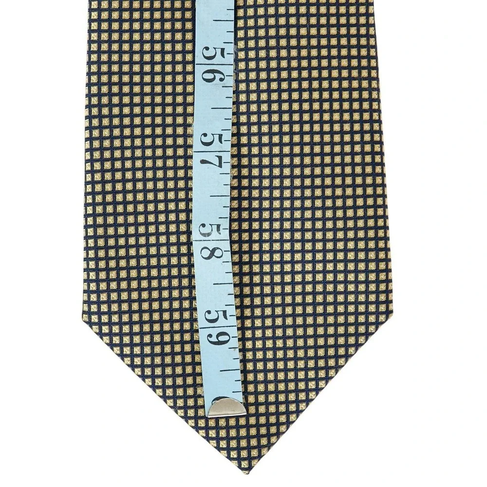 CHAPS Vintage Men's 100% Silk Necktie Designer Geometric Gold/Black Hand‎ Made